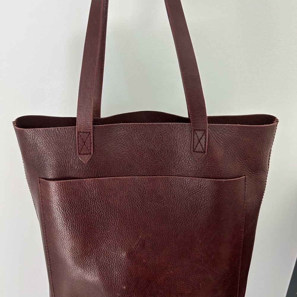 Madewell Burgundy Genuine Leather Tote Bag